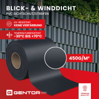 GENTOR PVC privacy strips privacy windbreak fence screen fence foil 19cm x 35m clips anthracite Incl. 20 mounting clips