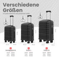 GENTOR Suitcase Hard Case Travel Trolley Roller Suitcase Hand Luggage 4 Wheels Set (M/L/XL) TSA Lock Black &amp; Dark Blue