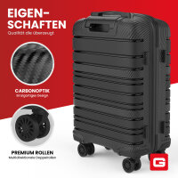 GENTOR Suitcase Hard Case Travel Trolley Roller Suitcase Hand Luggage 4 Wheels TSA Lock Black M