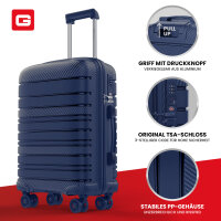 GENTOR Suitcase Hard Case Travel Trolley Roller Suitcase Hand Luggage 4 Wheels TSA Lock dark blue XL