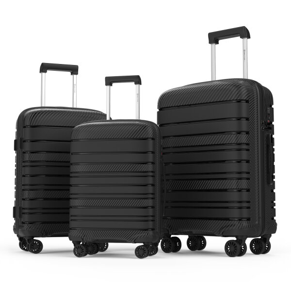 GENTOR Valise Valise de voyage &agrave; coque dure Travel Trolley Valise &agrave; roulettes Bagage &agrave; main 4 roulettes en kit (M/L/XL) Serrure TSA Noir &amp; Bleu fonc&eacute;