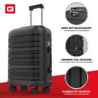 GENTOR Valise Valise de voyage &agrave; coque dure Travel Trolley Valise &agrave; roulettes Bagage &agrave; main 4 roulettes en kit (M/L/XL) Serrure TSA Noir &amp; Bleu fonc&eacute;