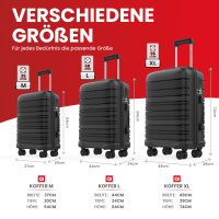 GENTOR Koffer Reisekoffer Hartschalenkoffer Travel Trolley Rollkoffer Handgep&auml;ck 4 Rollen im Set (M/L/XL) TSA-Schloss Schwarz Koffer-Set