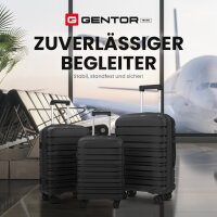 GENTOR Suitcase Hard Case Travel Trolley Roller Suitcase Hand Luggage 4 Wheels Set (M/L/XL) TSA Lock Black &amp; Dark Blue