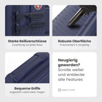 GENTOR Suitcase Hard Case Travel Trolley Roller Suitcase Hand Luggage 4 Wheels Set (M/L/XL) TSA Lock Black &amp; Dark Blue