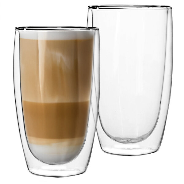 GENTOR Doppelwandige Gl&auml;ser 2er Set 450ml - Perfekt f&uuml;r Latte Macchiato, Cappuccino, Espresso