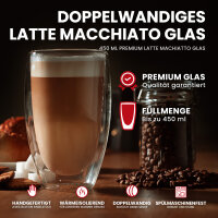 GENTOR Doppelwandige Gl&auml;ser 2er Set 450ml - Perfekt f&uuml;r Latte Macchiato, Cappuccino, Espresso