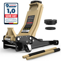 GENTOR Wagenheber 3T Ultra Flach 75-505mm Rangierwagenheber Hydraulisch Autoheber Rangierheber beige