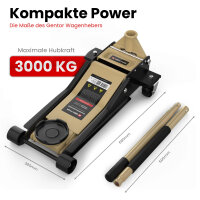 GENTOR Wagenheber 3T Ultra Flach 75-505mm Rangierwagenheber Hydraulisch Autoheber Rangierheber beige