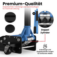 GENTOR Wagenheber 3T Ultra Flach 75-505mm Rangierwagenheber Hydraulisch Autoheber Rangierheber Hellblau