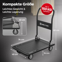 GENTOR Rollwagen &amp; Transportwagen klappbar &ndash; Plattformwagen bis 150 kg mit 360&deg; Rollen