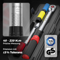 GENTOR Drehmomentschl&uuml;ssel 1/2 Zoll 40&ndash;210 Nm T&Uuml;V &amp; GS gepr&uuml;ft &ndash; 6-teiliges Set im Koffer f&uuml;r Auto &amp; Motorrad